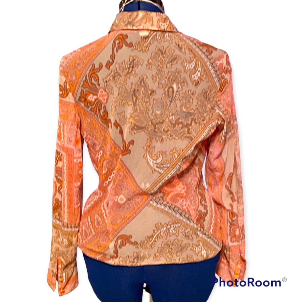 Anthropologie Sheer Silk Paisley Blouse - Picture 2 of 7